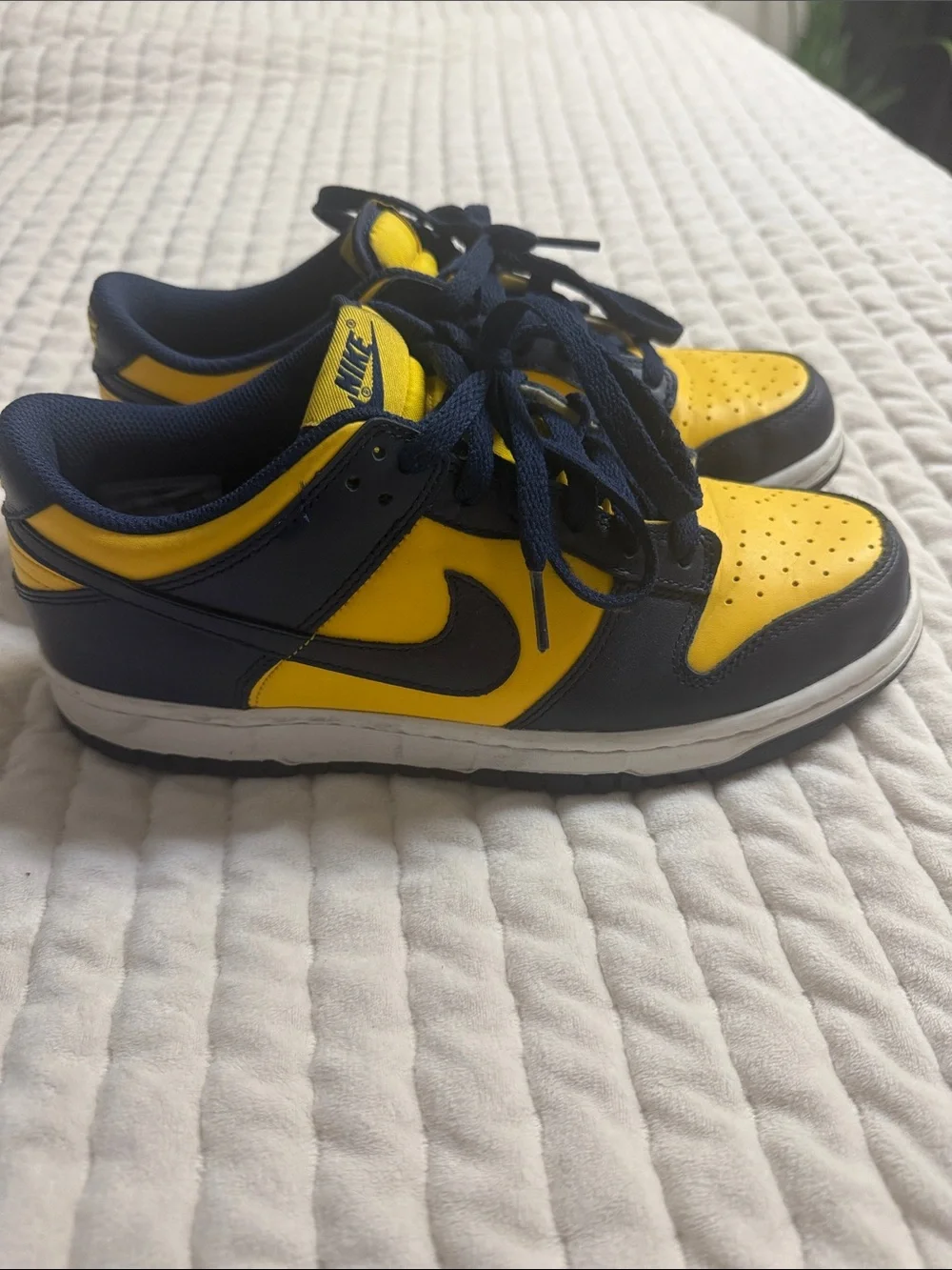 Nike Kids Dunk Low Sneakers in Yellow and Navy Blue U of M